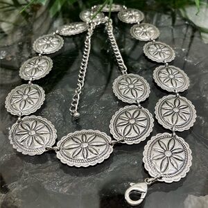 Metal Floral Concho Belt adjustable closure Women’s Sz. S-L